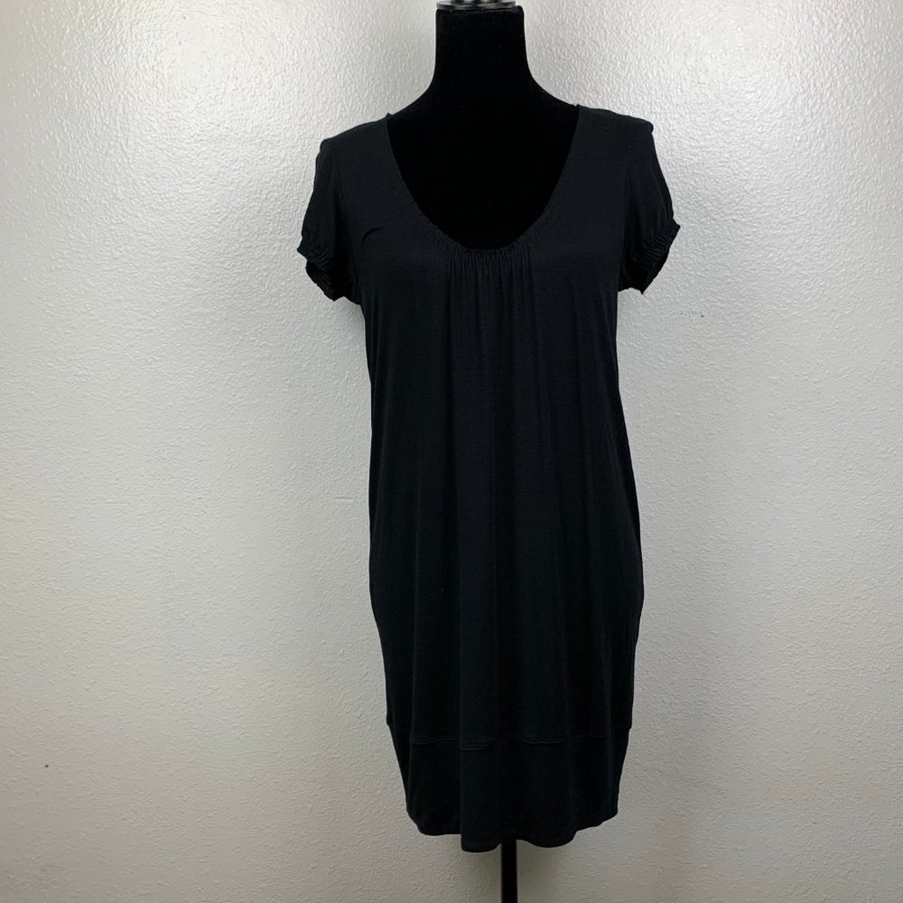 Vince Black Rayon Jersey Short Sleeve Dress